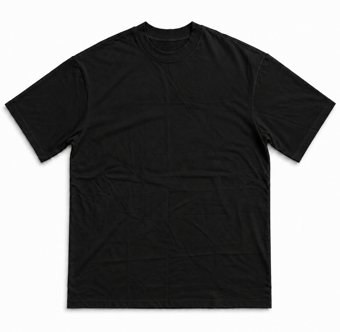 T-SHIRT NOIR DE COULEUR UNIQUE - 280GSM
